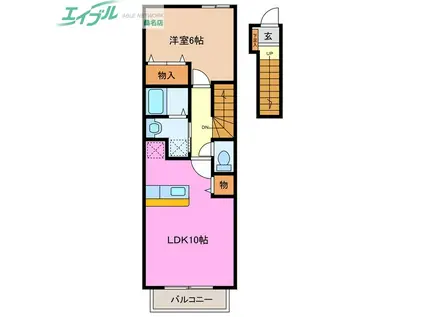 ポライトリー(1LDK/2階)の間取り写真