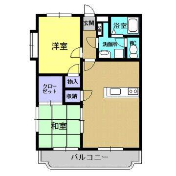 パストラールII(2LDK/4階)の間取り写真