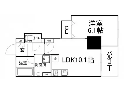 プルミエールメゾン(1LDK/8階)の間取り写真