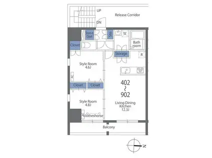 ロクシス日暮里(2LDK/6階)の間取り写真