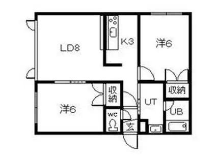 アイランドハイツ神居A・B(2LDK/2階)の間取り写真