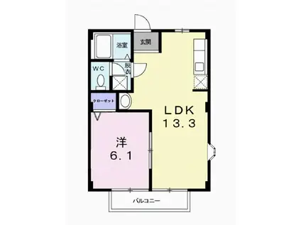 朝日コーポI(1LDK/1階)の間取り写真