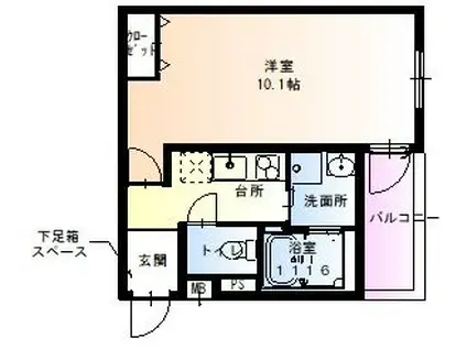 フジパレス西今川ウエスト(1K/1階)の間取り写真