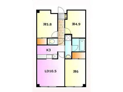 パノラマハイツ第2(2LDK/1階)の間取り写真