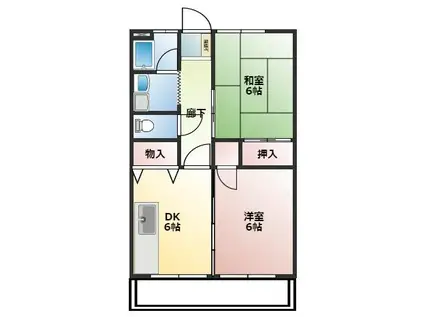 HILLS HAYA II(2DK/3階)の間取り写真