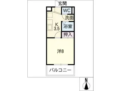 H・T・N(1K/2階)の間取り写真