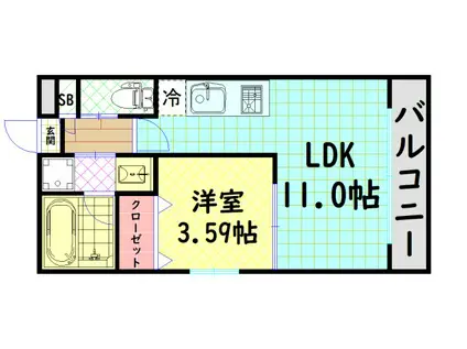 FRENCIA NOIE 難波南(1LDK/15階)の間取り写真