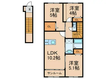 マリヤージュ(3LDK/2階)の間取り写真