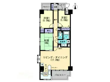 アルファステイツ木太3(3LDK/5階)の間取り写真