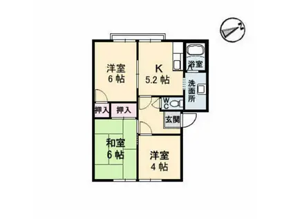 ブリランテ洋光(3K/2階)の間取り写真