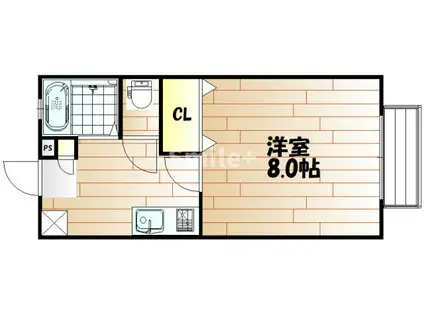 ヴィレッジストーン(1K/2階)の間取り写真