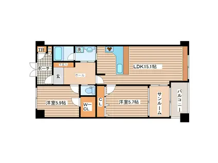 グランコート・ディファレンス(2LDK/2階)の間取り写真