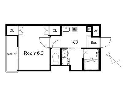 アークレジデンス東武練馬(1K/3階)の間取り写真