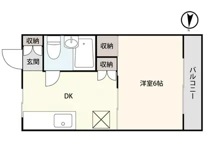 ラ・ネージュ上越II(1DK/1階)の間取り写真