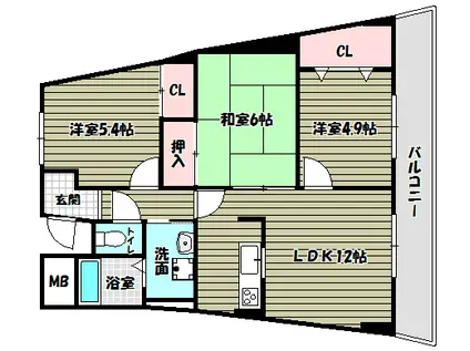 エスポアール岩根(3LDK/1階)の間取り写真