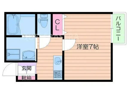 パレス蒲生(1K/2階)の間取り写真