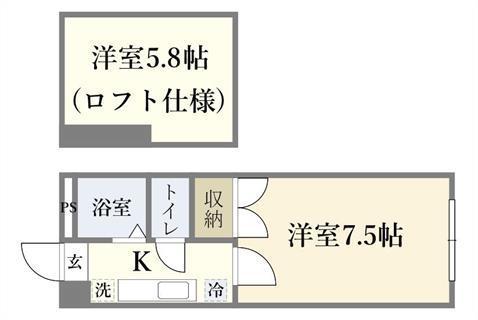 JR仙石線 陸前高砂駅 徒歩5分 2階建 築37年(2K/2階)の間取り写真