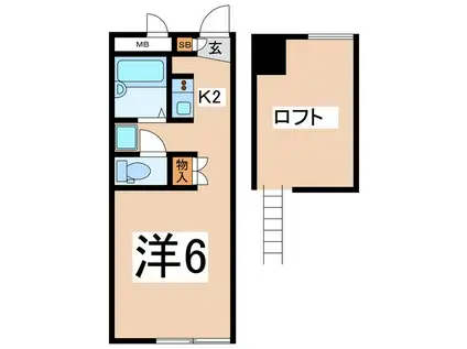 ヴィラ小井川(1K/2階)の間取り写真