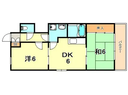 クレセント垂水(2DK/3階)の間取り写真