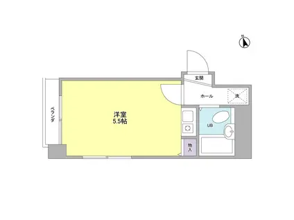 碧銀座新富(ワンルーム/2階)の間取り写真