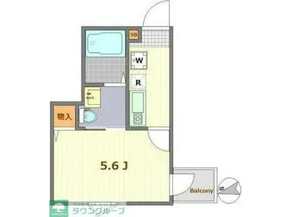 ノーブルワン(1K/2階)の間取り写真