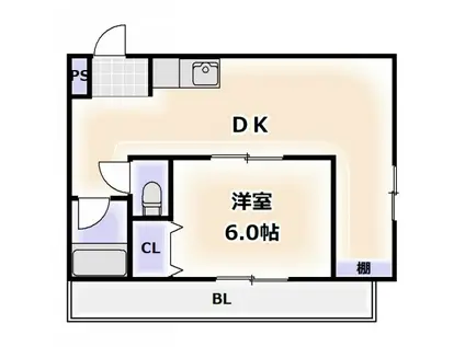 レジデンスなんば(1LDK/4階)の間取り写真