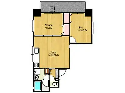 サンルート平之町(2LDK/6階)の間取り写真