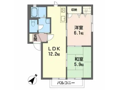 メゾン・グランドゥールIII(2LDK/2階)の間取り写真