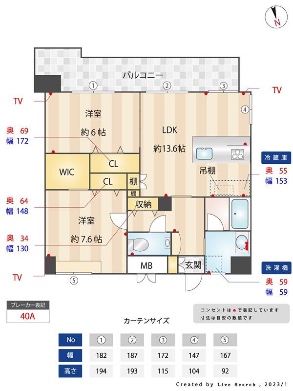 PRADO OHASHI(2LDK/14階)の間取り写真