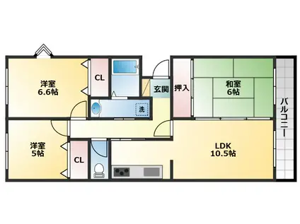 エスポワール(3LDK/1階)の間取り写真