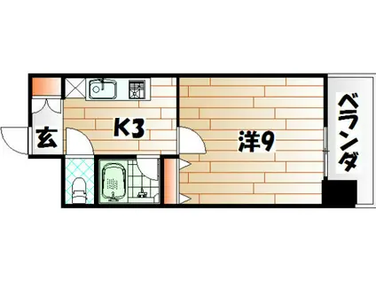 シャルム明石II(1K/4階)の間取り写真