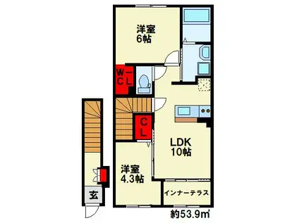 南方1丁目工事(2LDK/2階)の間取り写真