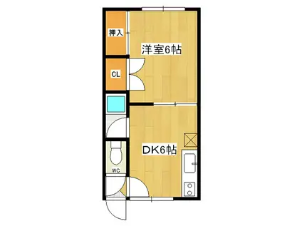 サワーハイツ(1DK/2階)の間取り写真