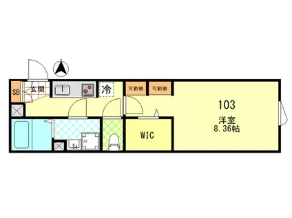 CFジオーレ殿町(1K/1階)の間取り写真