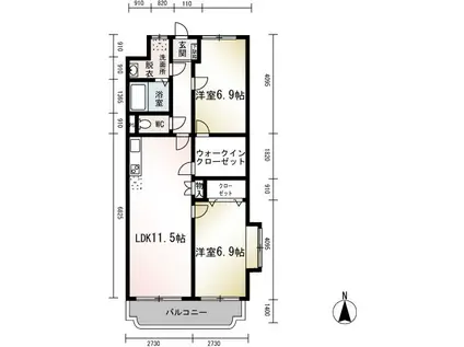 フルパレスI(2LDK/3階)の間取り写真