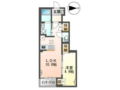 エルシオンII(1LDK/1階)の間取り写真