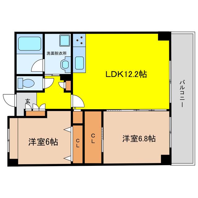 レジディア西天満(2LDK/11階)の間取り写真