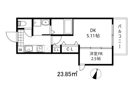 アイル御影塚町(1DK/1階)の間取り写真