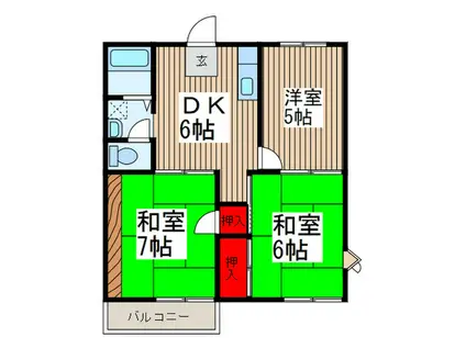 麻利ハイツ(3DK/2階)の間取り写真