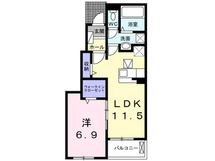 アルカンシェル III(1LDK/1階)の間取り写真