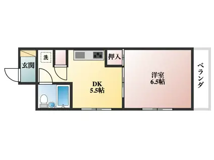 東町ペアシティ(1DK/1階)の間取り写真