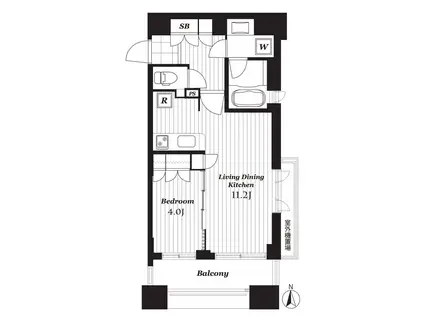 ダイナシティ新中野(1LDK/9階)の間取り写真
