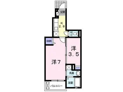 ルラール アドバンス(1K/1階)の間取り写真