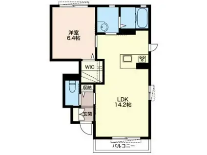 ディアコートI(1LDK/1階)の間取り写真