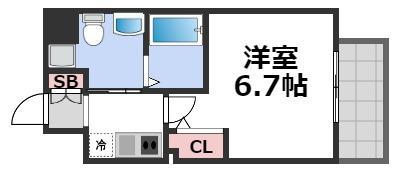 レジディア谷町(1K/12階)の間取り写真