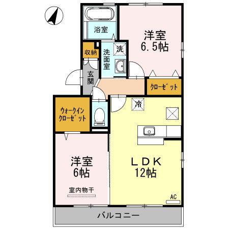 マインパレスIIB棟(2LDK/1階)の間取り写真