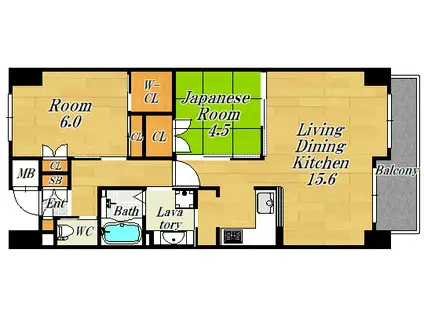 メイプルガーデン梅田(2LDK/9階)の間取り写真