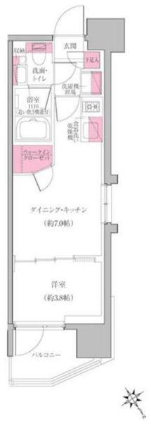 レジディア門前仲町プレイス(1DK/5階)の間取り写真