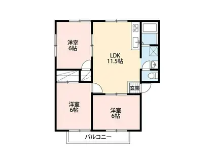 サンハイム相川(3LDK/1階)の間取り写真