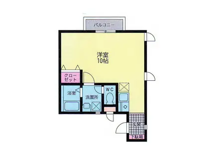 レザン・ポワール(ワンルーム/1階)の間取り写真